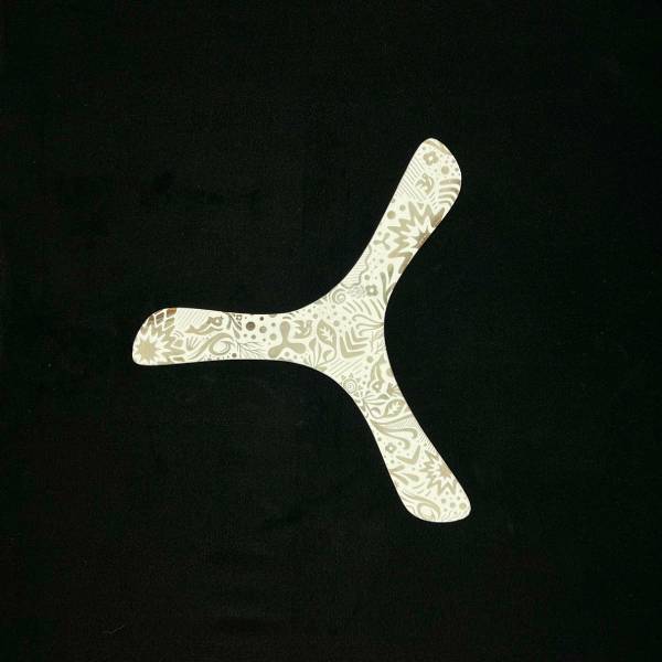 Laser-Etched White Deco Tri-Rang Boomerang